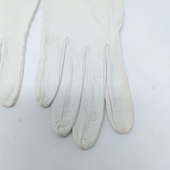 Vintage Lionel Le Grand Gloves Cream Leather 7 Wrist France - Picture 6 of 14